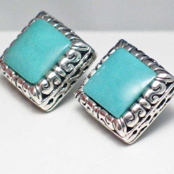 Turquoise Earrings Sterling Silver Womens Jewelry - Picture 2 of 4